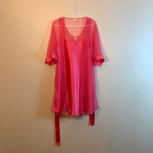 Women's 2-Piece Robe and Gown Set Pink Size L